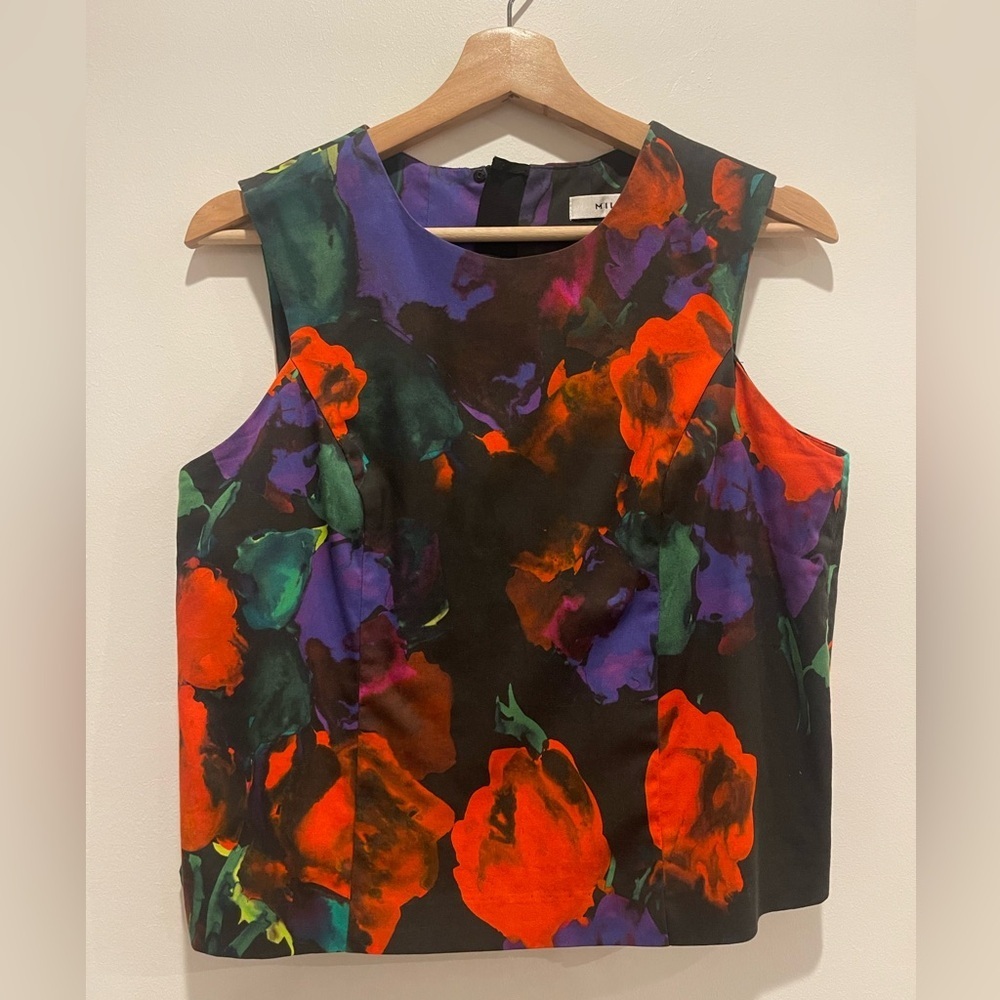 Milly Red and Purple Floral Tank Top size 6